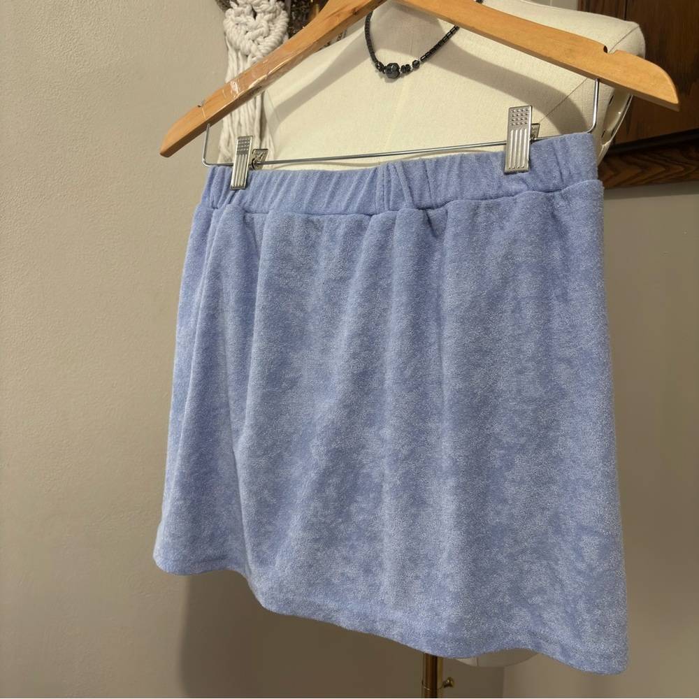 Blue Terry Cloth Mini Skort Skirt Juniors Large - Picture 3 of 4